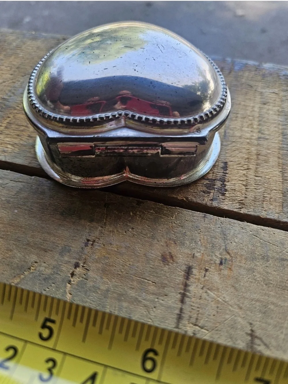 Vintage Heart Shaped Silver Tone Trinket Box 3”